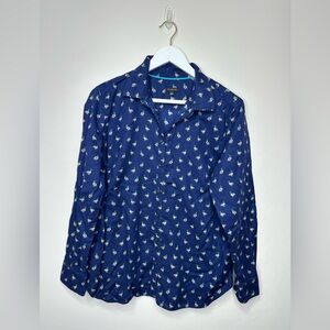 Talbots Navy Button-Down Shirt with Small mallard duck Print
xl